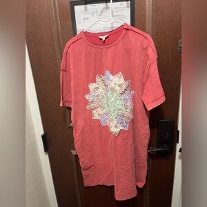 NWT Washed Red Patchwork Flower Dress by Easel Los Angeles Size Small